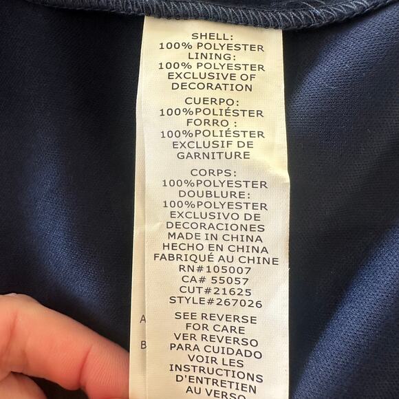 Marina Women’s Chiffon Navy Faux Wrap Dress with Jeweled Broach Size 4 EUC - Picture 7 of 7